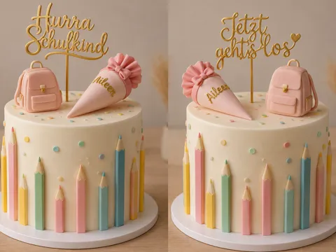 Letrero o emblema decorativo: Torten Topper Schulkind Einschulung — referencia de MakerWorld