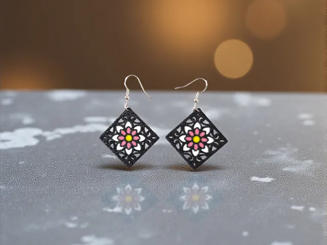 Flowering turbot earrings