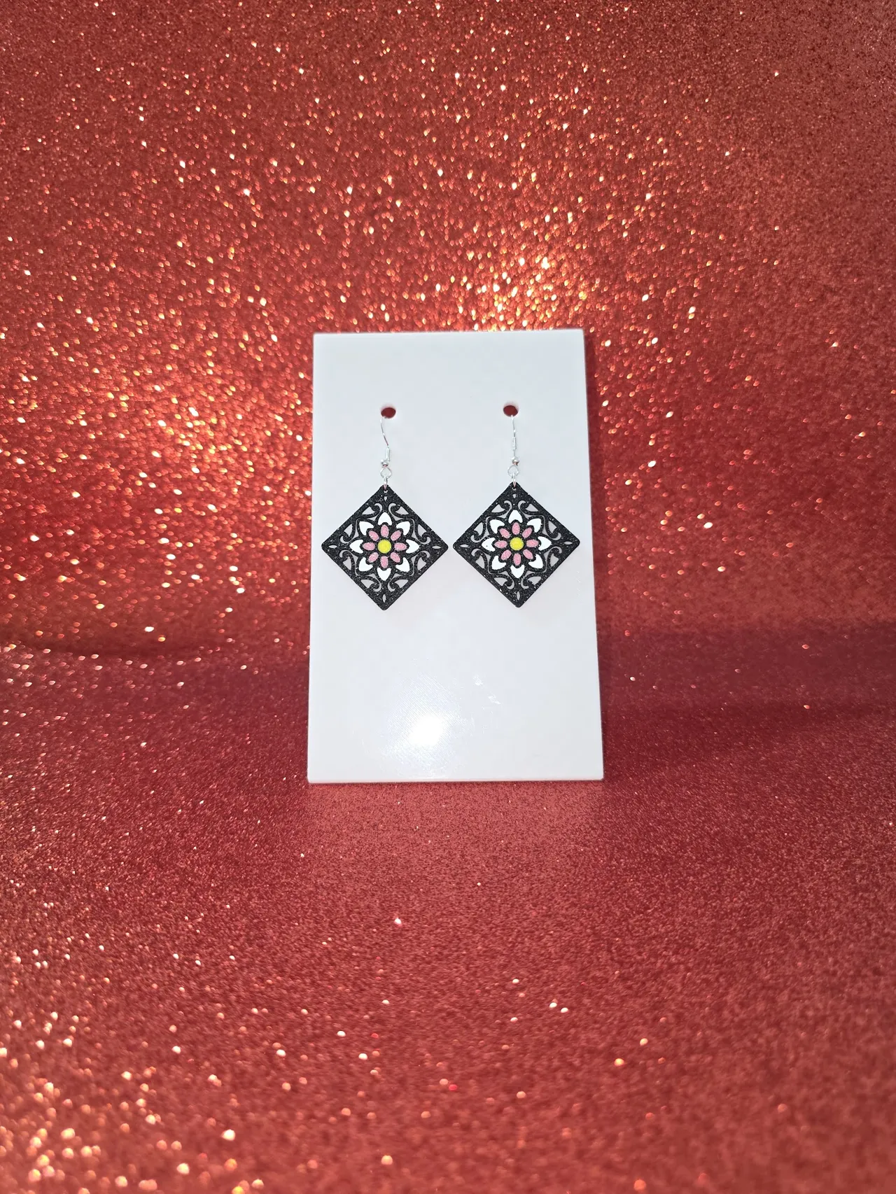Flowering turbot earrings view 2