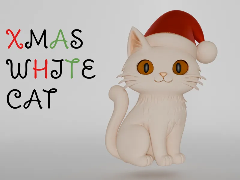 Xmas white cat