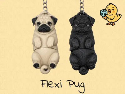 Cute Pug Keychain – Articulated Flexi Toy Dog