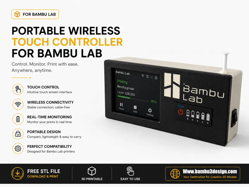 Portable Wireless Touch Controller for Bambu Lab