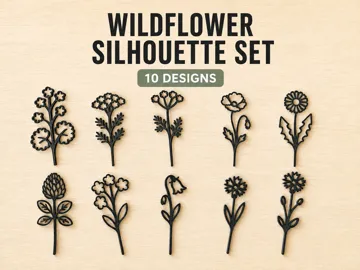 Letrero o emblema decorativo: Wildflower Silhouette Set – 10 Botanical Stems — vista de referencia 3