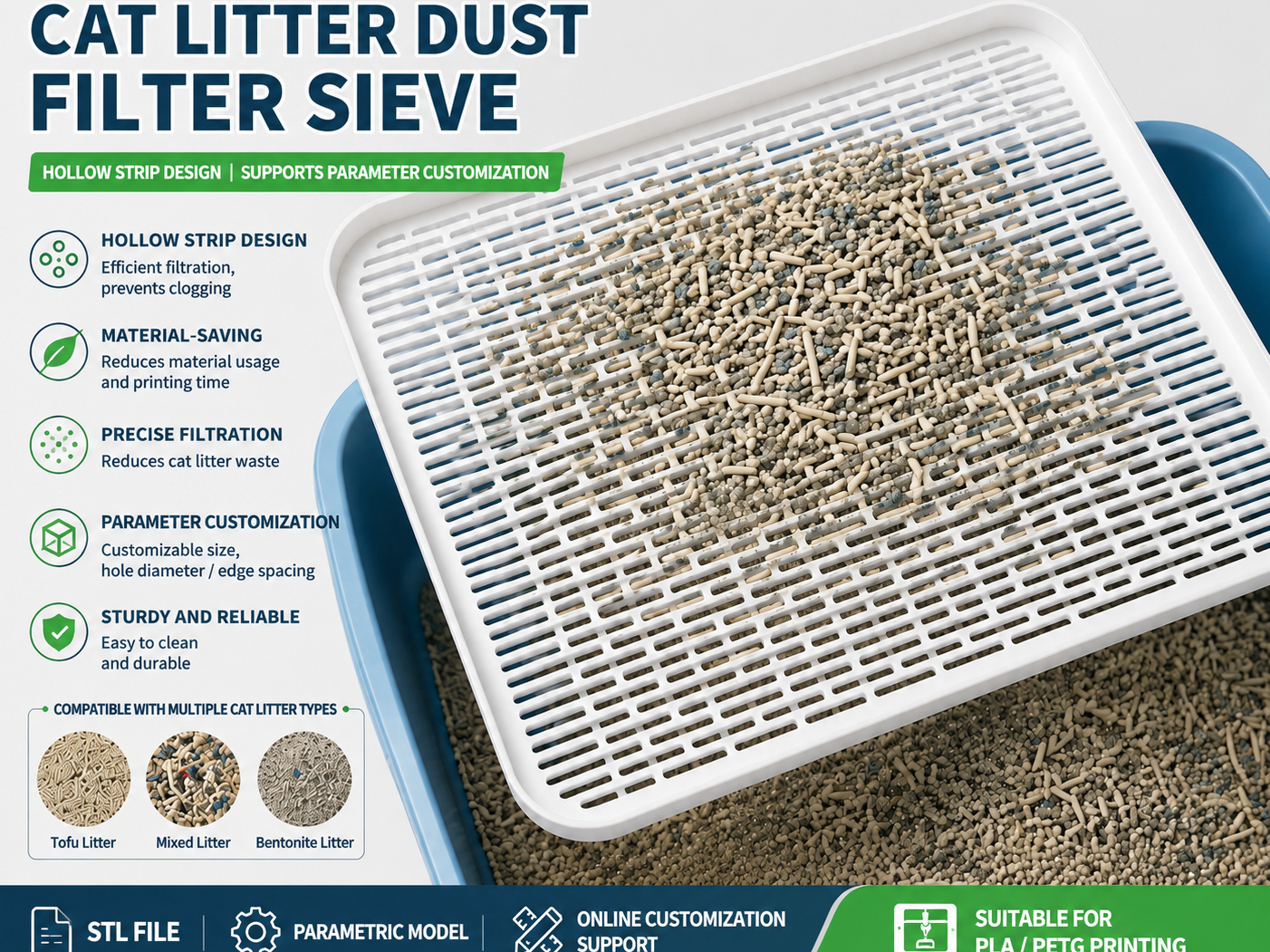 Cat Litter Dust Filter Sieve Tray | Parametric