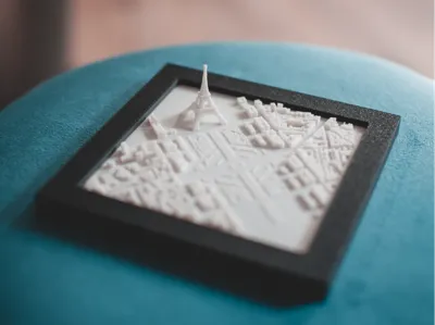 Eiffel Tower 3D City with printable Frame 10x10