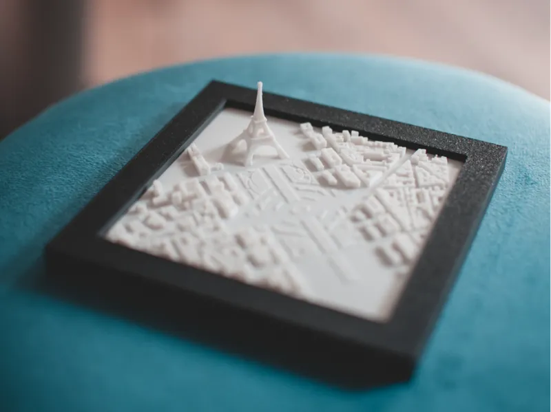 Eiffel Tower 3D City with printable Frame 10x10