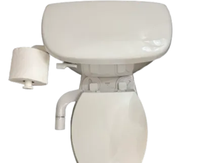 Over-tank toilet paper holder for tight spaces