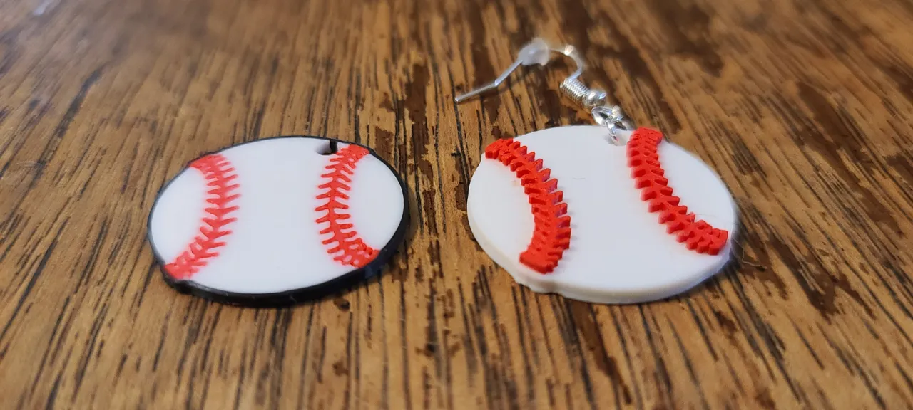 Baseball Earrings Hoop and Stud view 4