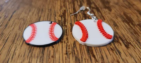Baseball Earrings Hoop and Stud view 4