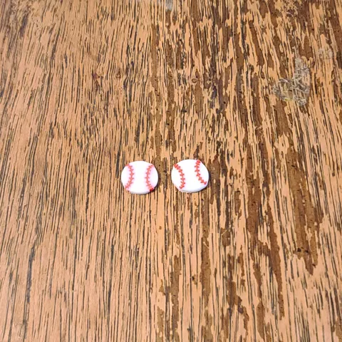 Baseball Earrings Hoop and Stud view 3