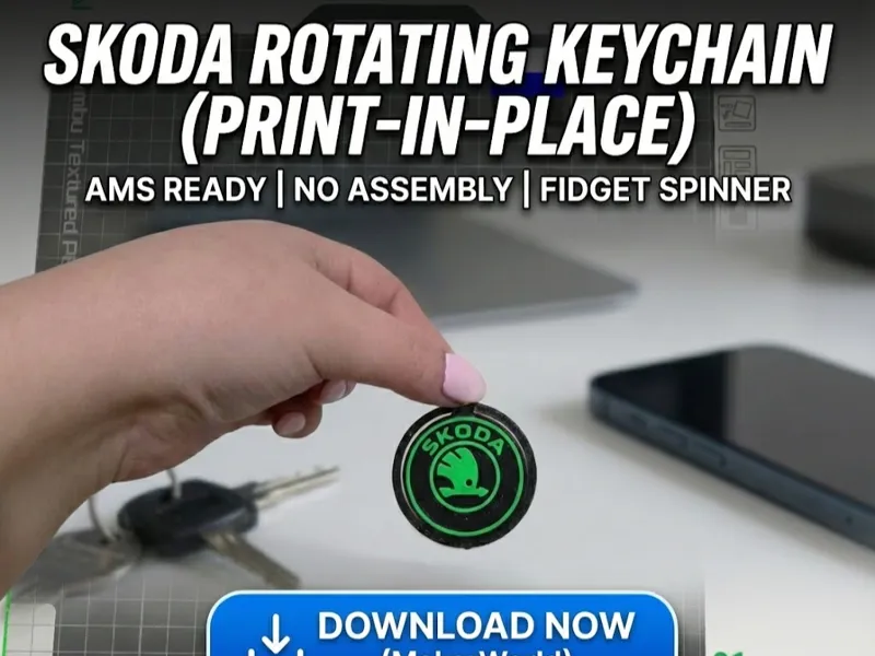 Skoda  Rotating Keychain  Logo Print-in-Place AMS
