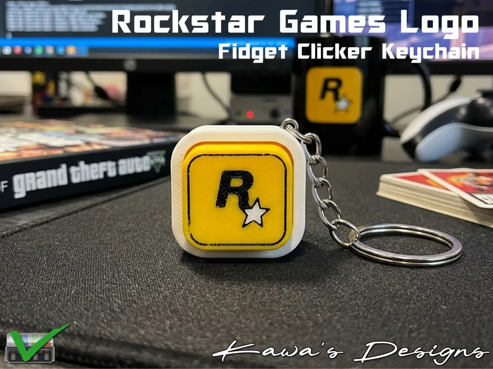 Basic Logo Design Process Rockstar Games Fidget Clicker Keychain - Free 3D Print Model - MakerWorld