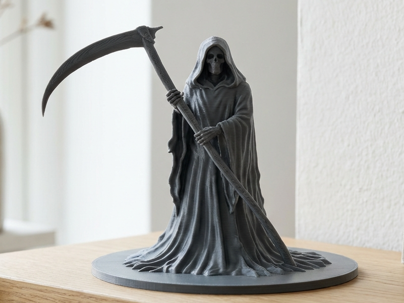 Grim Reaper Bust with Scythe - Dark Fantasy Decor
