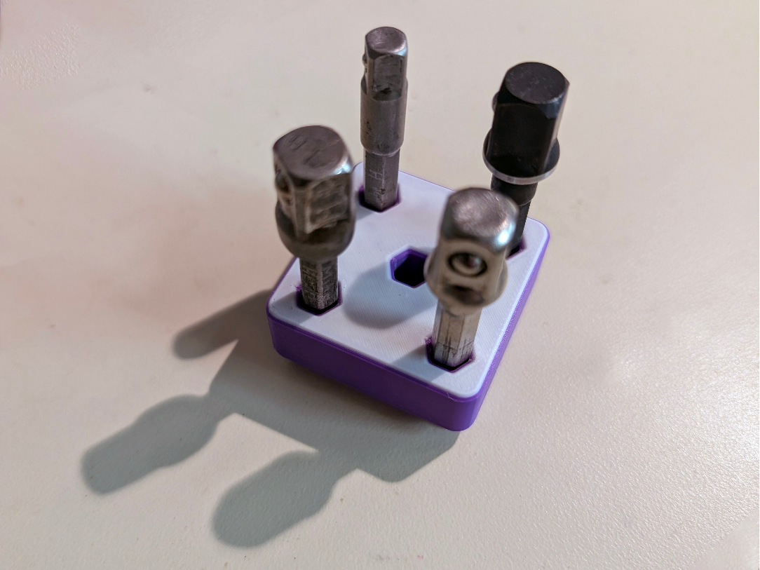 Gridfinity 1/4" Hex Drill Socket Driver - Holds 5