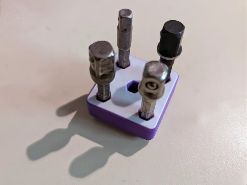 Gridfinity 1/4" Hex Drill Socket Driver - Holds 5