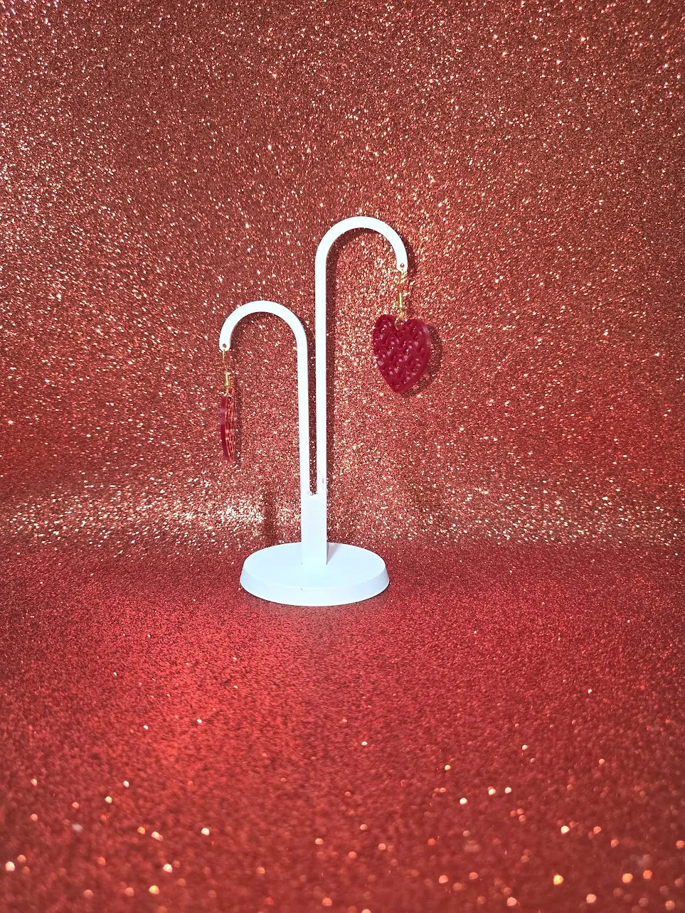 Red heart earrings view 3