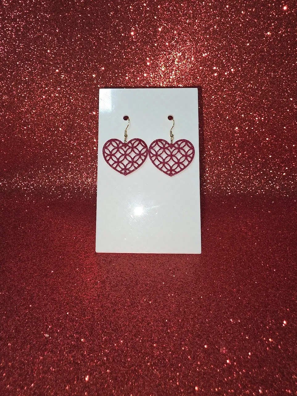 Red heart earrings view 2