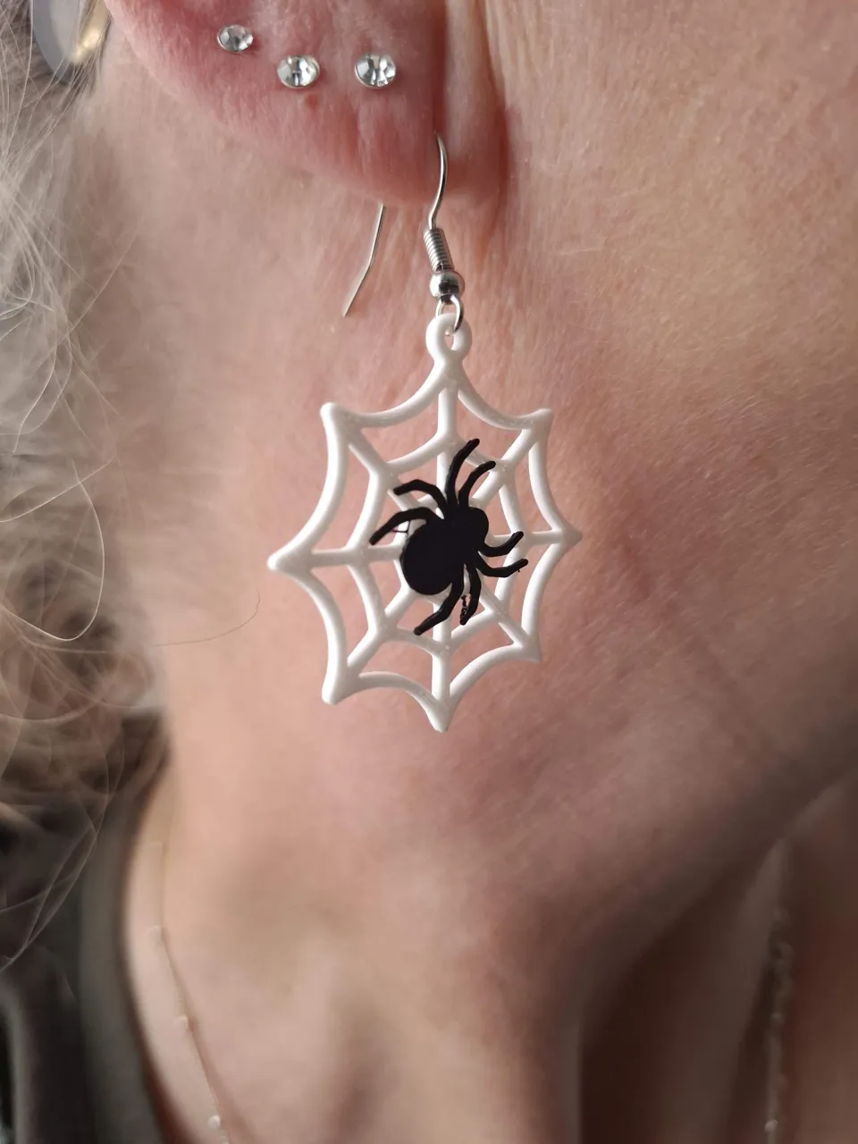 Spider Web Earrings view 2