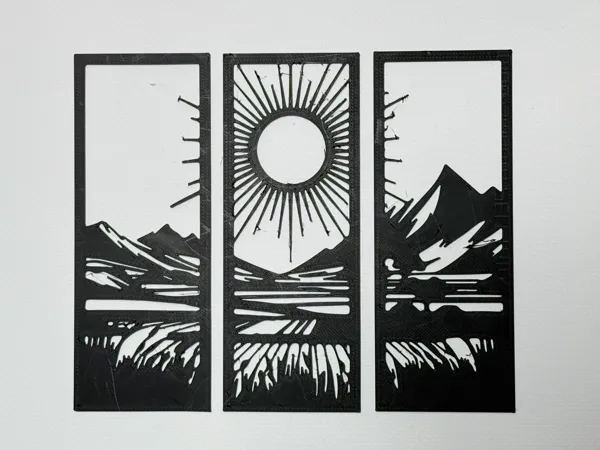 Triptyque mural paysage et soleil