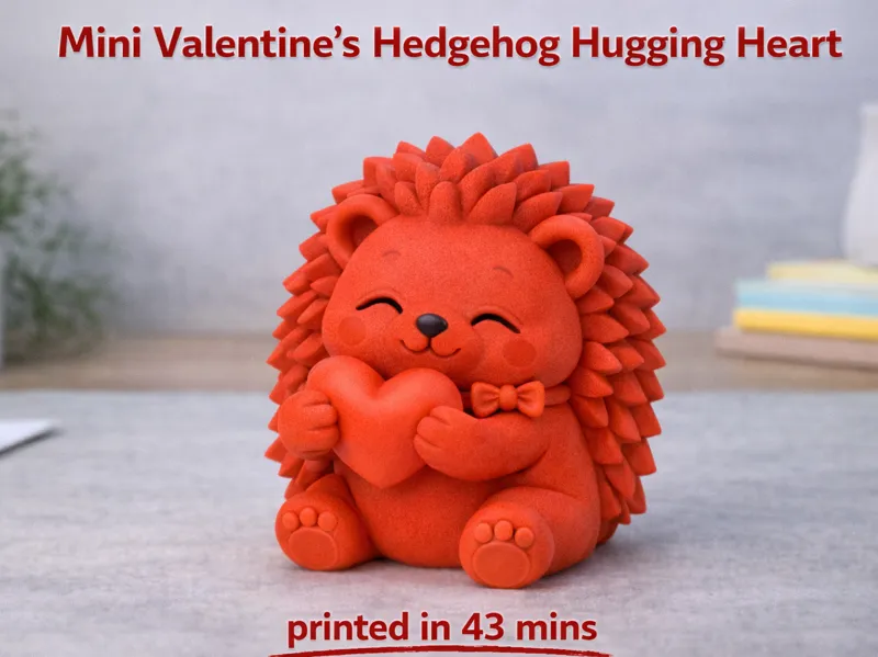 Mini Valentine's Hedgehog Hugging Heart