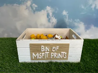 Bin of Misfit Prints Sign