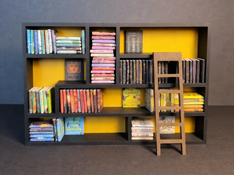 Miniature Modern Bookshelf with Ladder