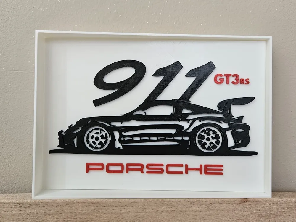 Porsche 911 GT3 RS – 3D Printed Wall Art Frame - Free 3D Print Model ...
