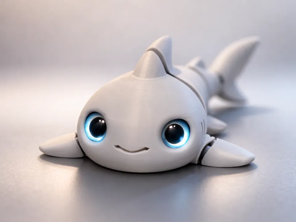 Tubarão Chibi Brinquedo Flexível – Impresso em uma Única Peça - Modelo ...