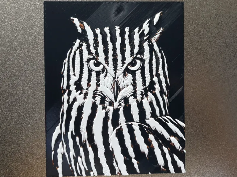 Striped Shadows Series #3 – Owl Stare HueForge