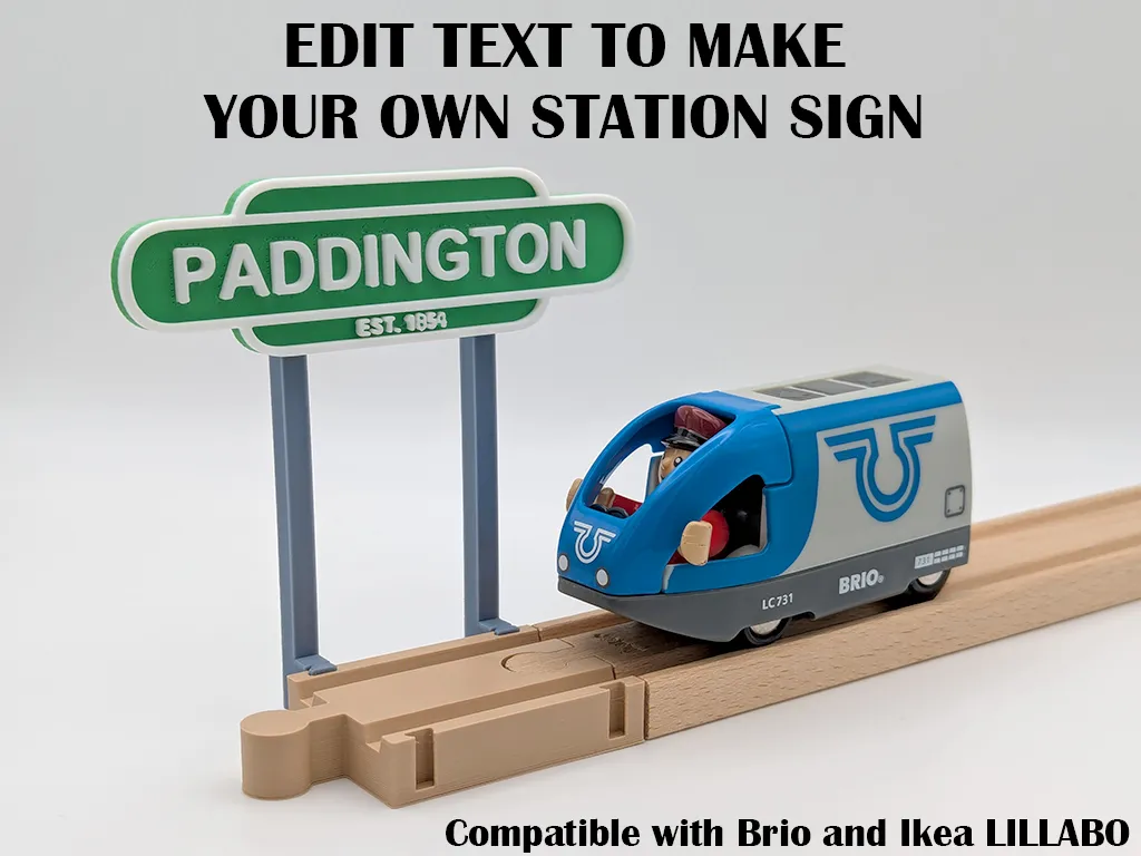 Custom Train Sign +Track (add your station name) - Free 3D Print Model ...