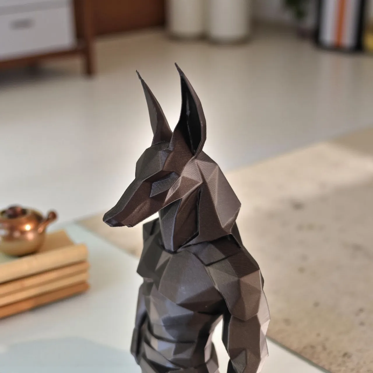 Minimalist Low Poly Anubis Statue view 2