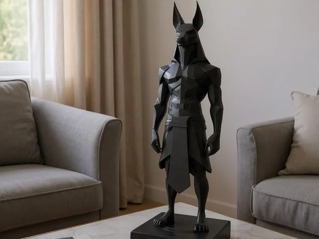Minimalist Low Poly Anubis Statue