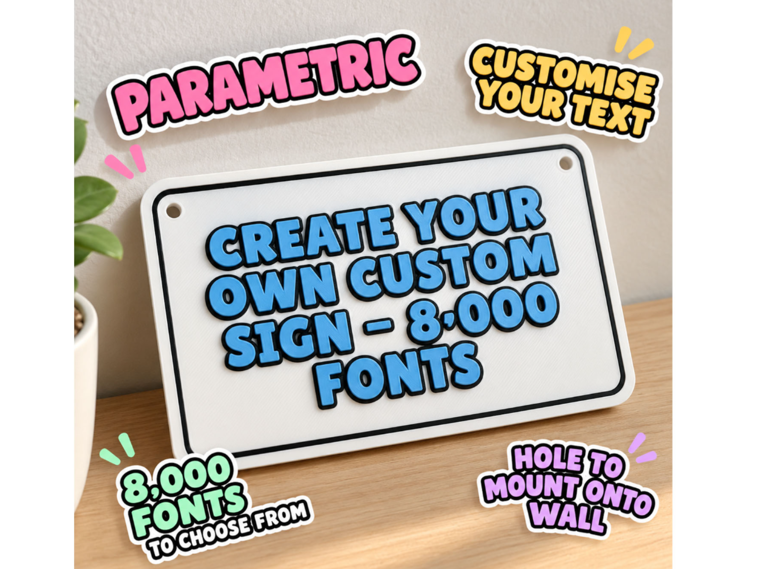 Parametric Custom Wall Sign – 8000 Fonts generator - 1