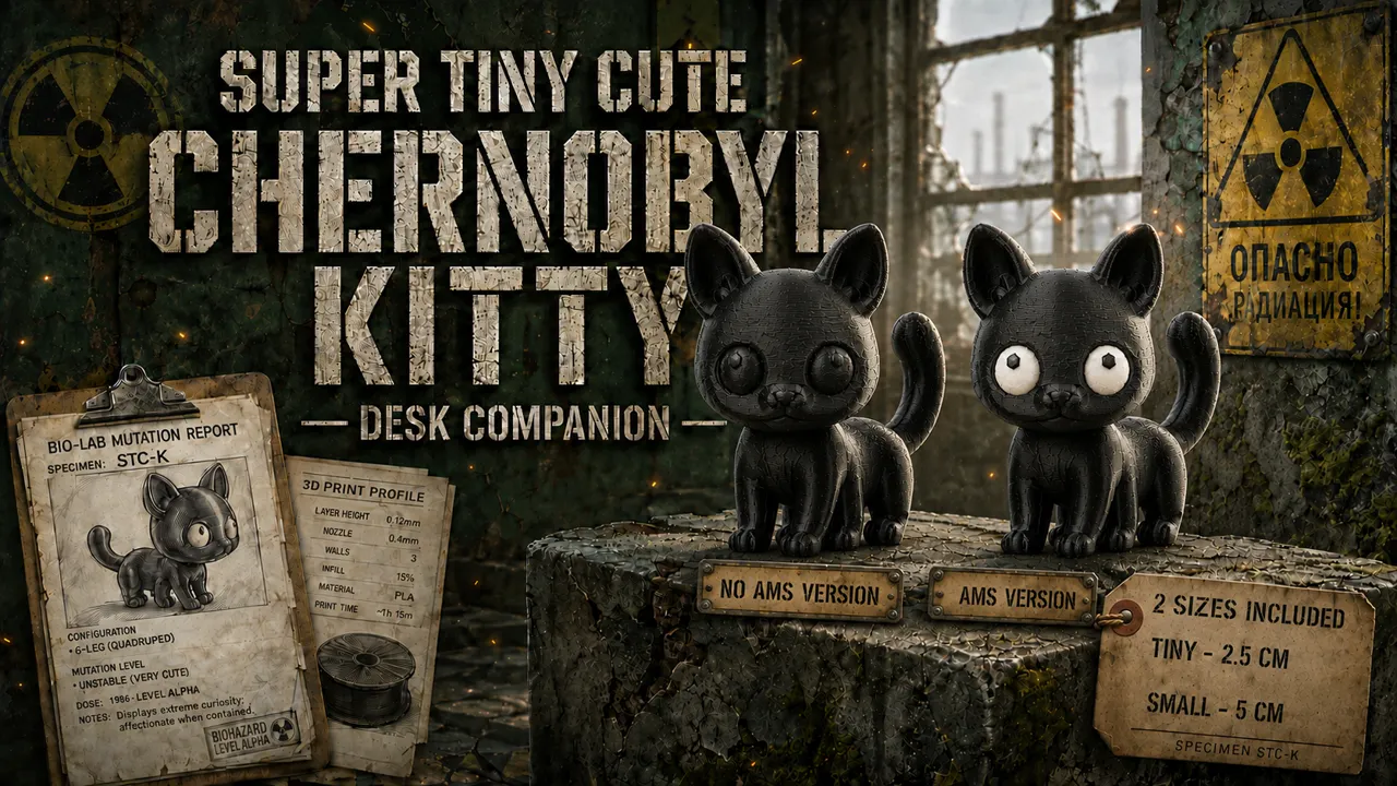 Super Tiny Cute Chernobyl Kitty - 6-Legged Mutant view 2