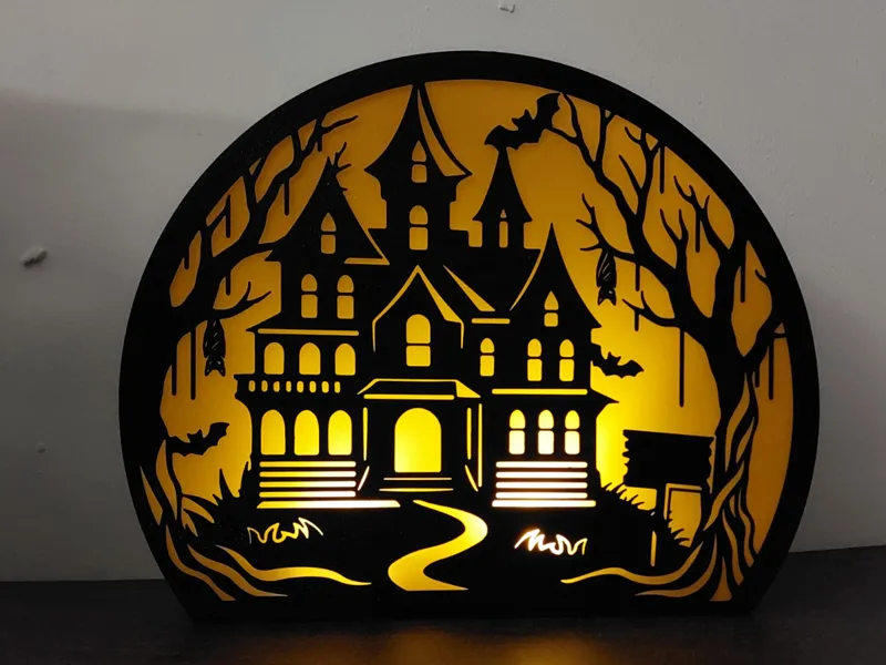 Halloween castle lightbox lamp