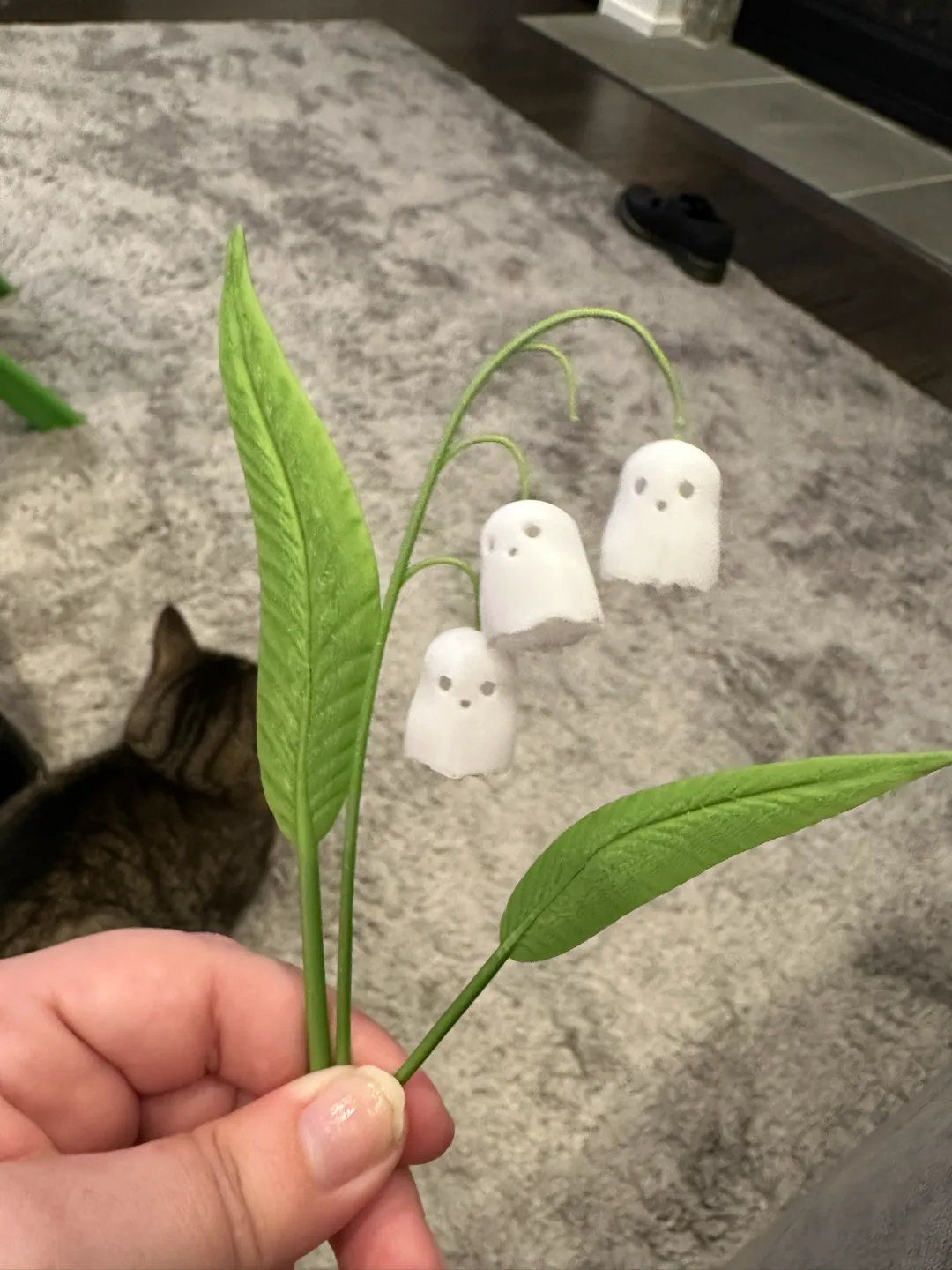 Spooky Lily of the Valley Ghost Flowers and Vase view 3