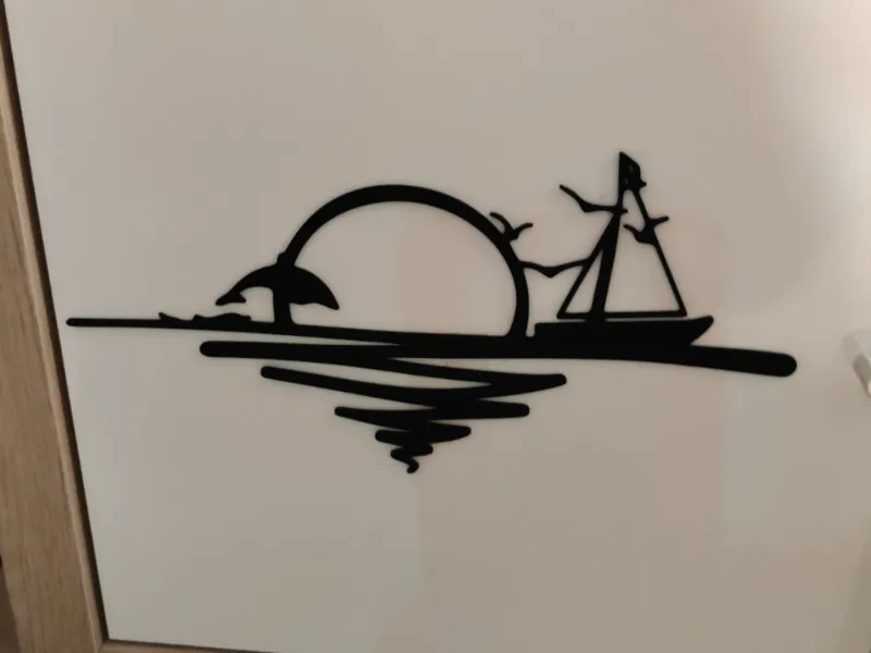 wall decoration Dolphin boat sunset