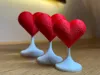 Floating Fuzzy Skin Hearts – Set of 3
