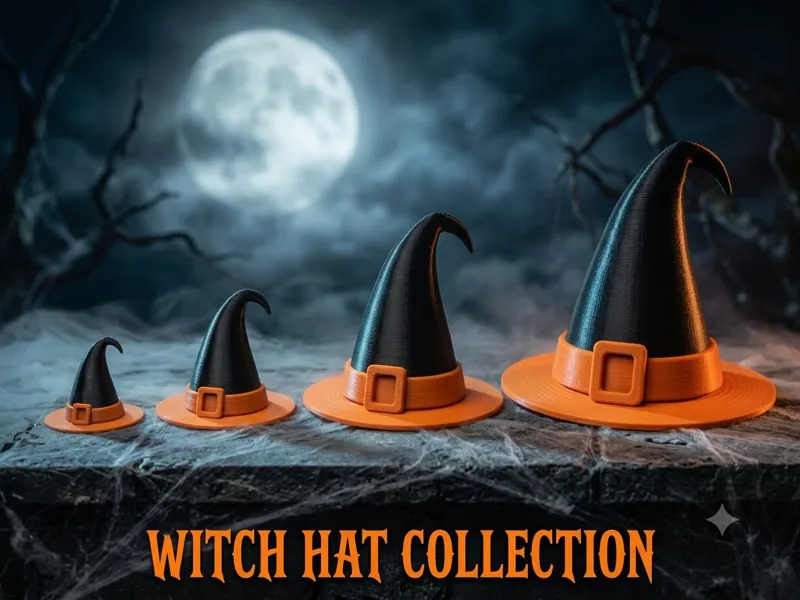Witch Hat Halloween 3D Pack 4 Sizes