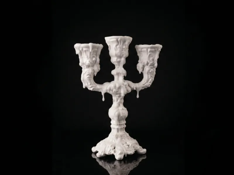 "Melted Wax" Triple Candelabra (20cm)