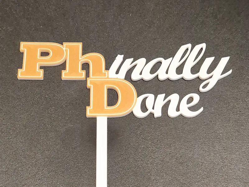 Phinally Done (PhD graduation cake topper) 