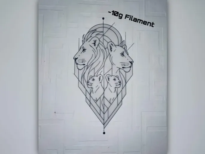 Geometric Lion Family Wall Art