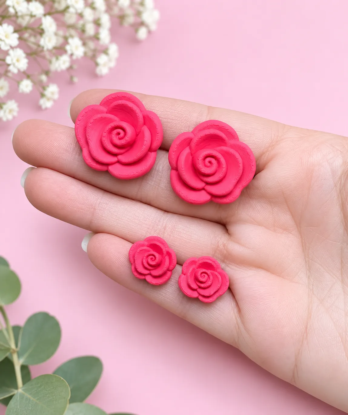 Rose Stud Earrings | No Supports | 2 Sizes view 2
