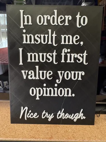 Letrero o emblema decorativo: In order to insult me... — vista de referencia 2