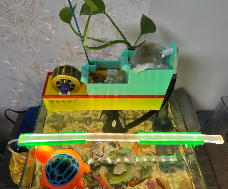 瀑布鱼缸过滤器3.0-增加水车