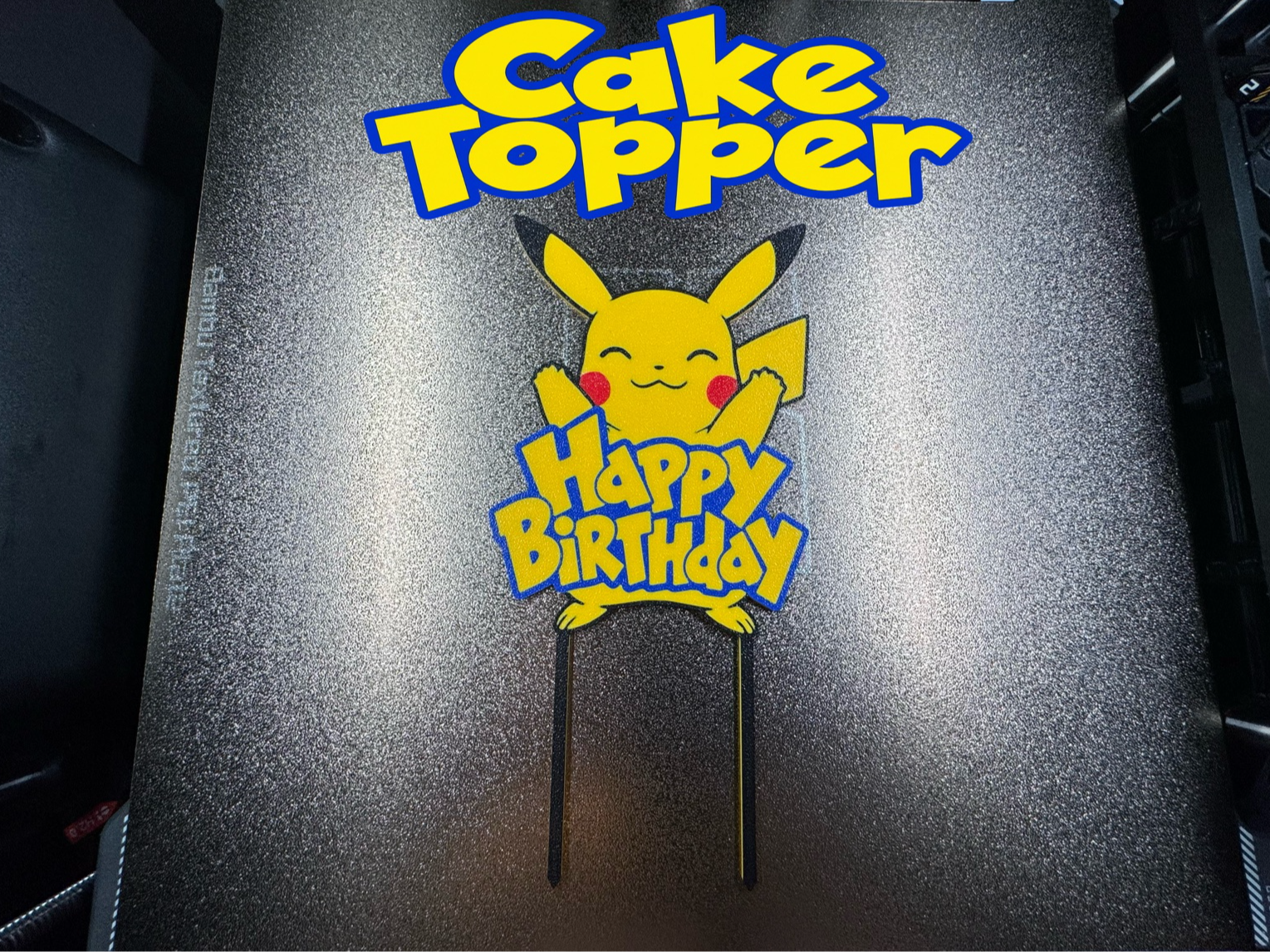 Pikachu Happy Birthday Cake Topper 3D model