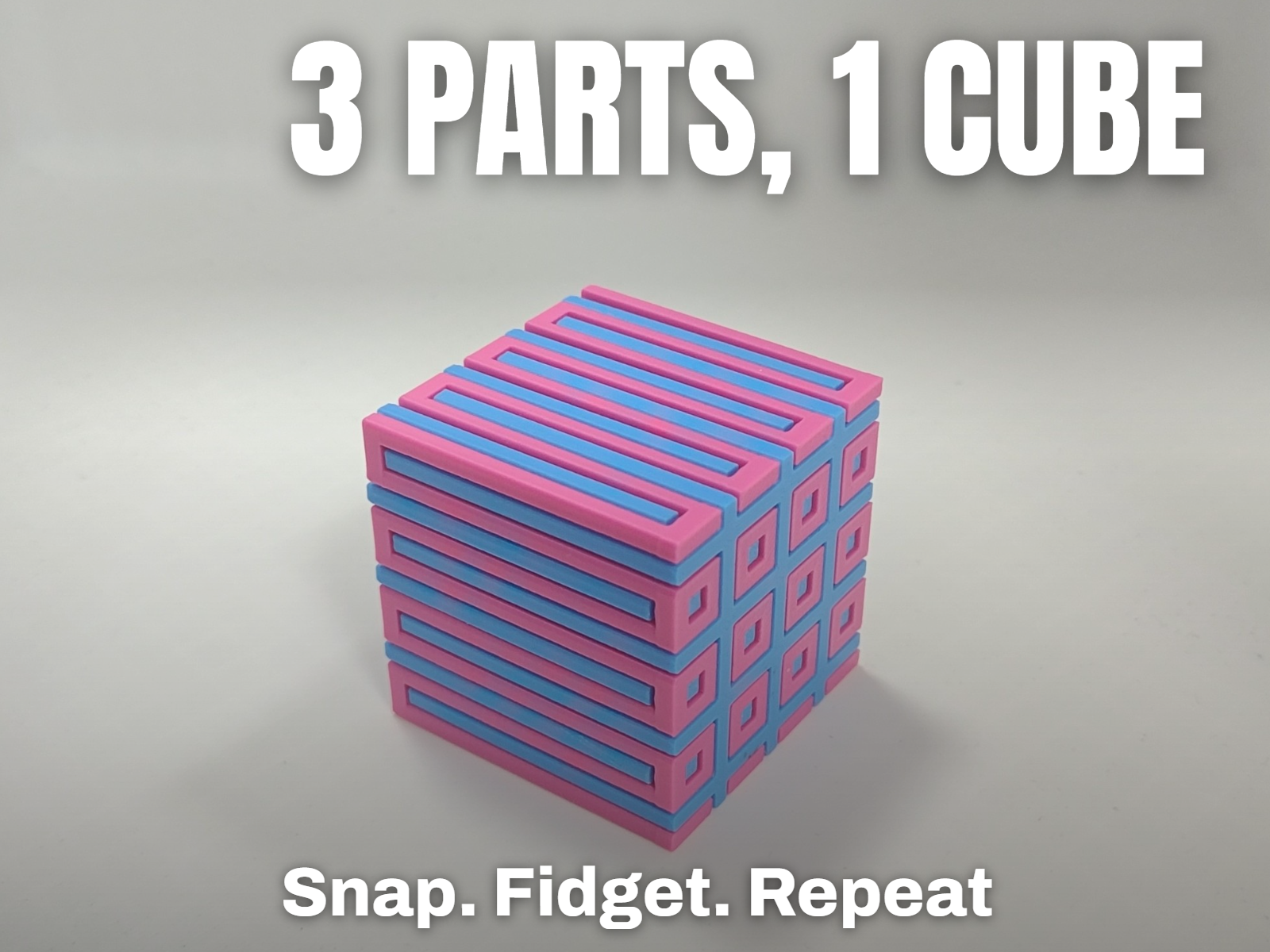 Snap-Together Fidget Cube Geometric 3-Part Design