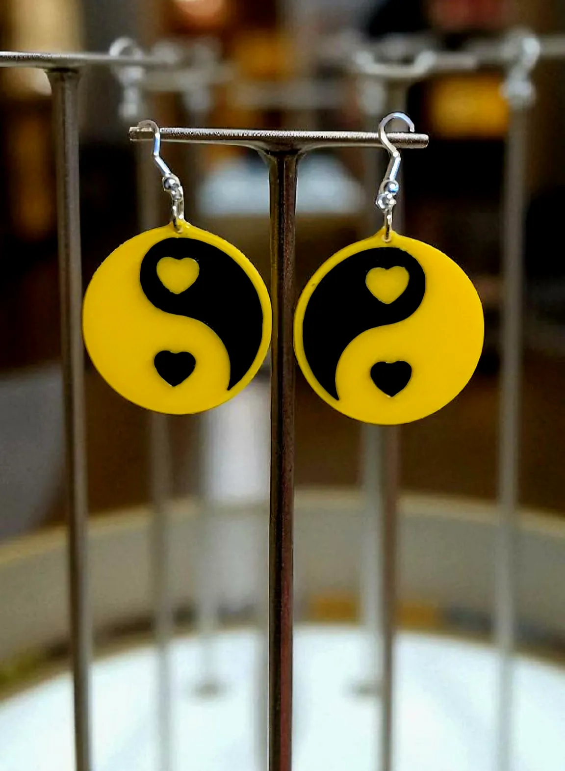 Yin & Yang Hearts Earrings / Pendant / Keychain view 4