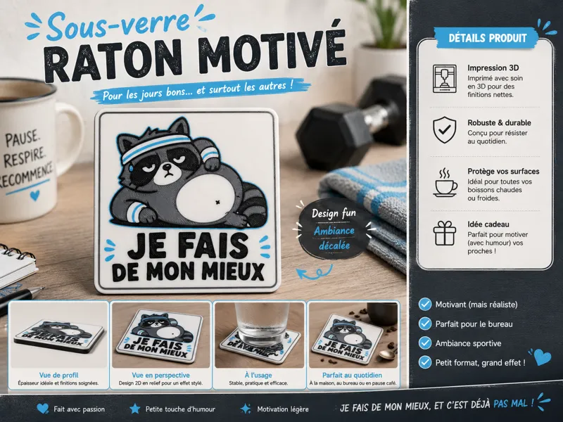 Sous-verre raton motivé