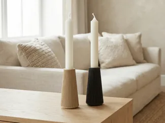 Minimal Ribbed Candle Holder - Modern Japandi
